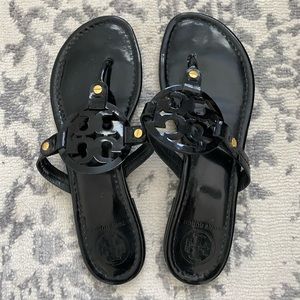 Tory Burch Miller sandal, black patent leather